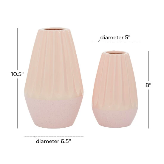 Outlet 🌟 Studio 350 Pink Ceramic Contemporary Vase (Set Of 2) - 6 X 7 X 11 ❤️ - Image 5