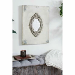 Best Pirce ⭐ Studio 350 Large Gray And Beige Antique Acanthus Wooden Wall Plaque Mirror 23.5 X 31.5 - 24 X 2 X 32 🎁