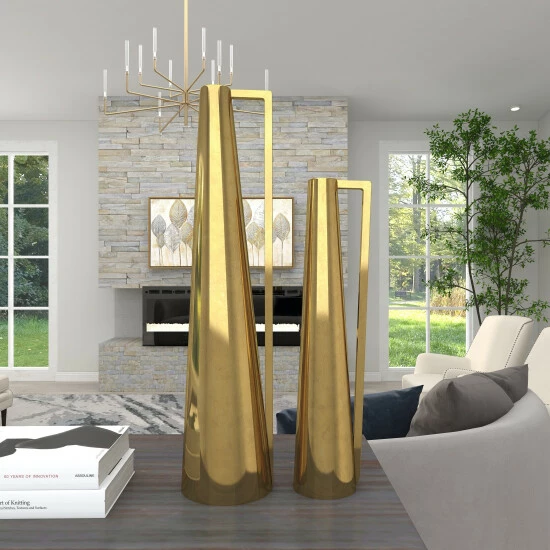 Wholesale 😉 Studio 350 Iron Glam Vase (Set Of 2) Black - Trumpet Shape ⌛ - Image 4