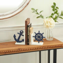 New 🌟 Studio 350 Blue Iron Coastal Bookends (Set Of 2) 🔔