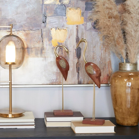 Outlet ❤️ Studio 350 Brown Wood Natural Birds Sculpture (Set Of 2) - S/2 20", 18"H 🥰