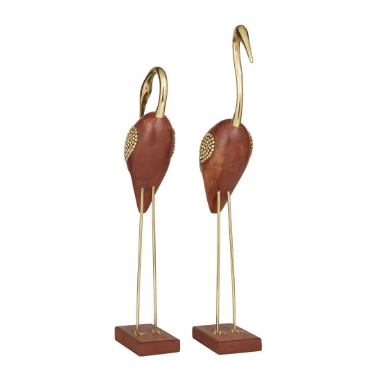 Outlet ❤️ Studio 350 Brown Wood Natural Birds Sculpture (Set Of 2) - S/2 20", 18"H 🥰 - Image 3
