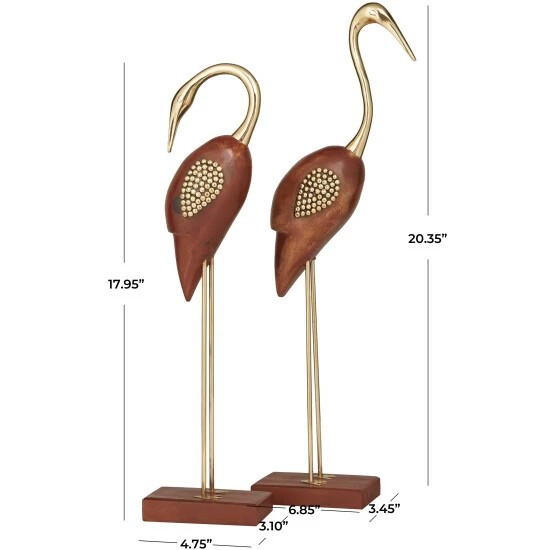 Outlet ❤️ Studio 350 Brown Wood Natural Birds Sculpture (Set Of 2) - S/2 20", 18"H 🥰 - Image 6