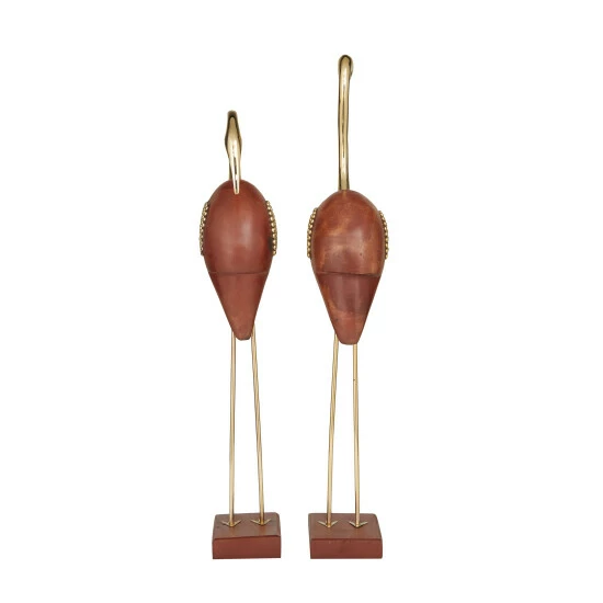 Outlet ❤️ Studio 350 Brown Wood Natural Birds Sculpture (Set Of 2) - S/2 20", 18"H 🥰 - Image 7