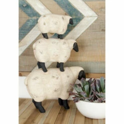 Wholesale 🛒 Studio 350 White Polystone Farmhouse Sculpture Stacking Sheep 17 X 11 X 4 - 11 X 4 X 17 💯