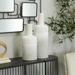 Promo 😀 Studio 350 White Metal Modern Vase ( Set Of 2) 👍