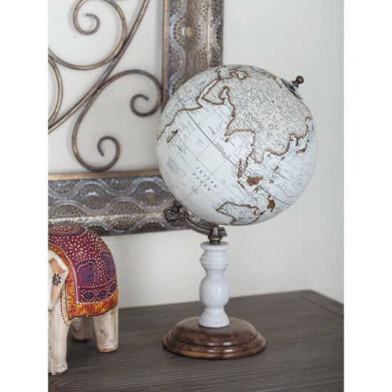 Best deal โ Studio 350 Metal PVC Wood Marble Globe 8"W, 15"H ๐