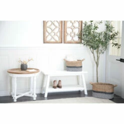 Discount 🔔 Studio 350 White Wood Farmhouse Bench 19 X 36 X 13 - 36 X 13 X 19 😍
