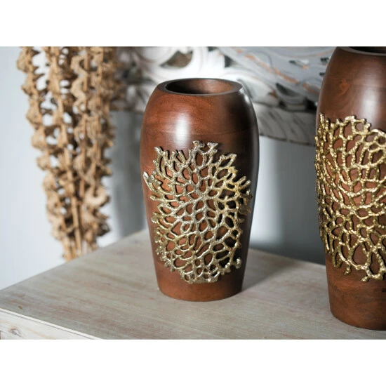 Wholesale ๐งจ Studio 350 Brown Wood Coastal Vase 10 X 6 X 6 ๐