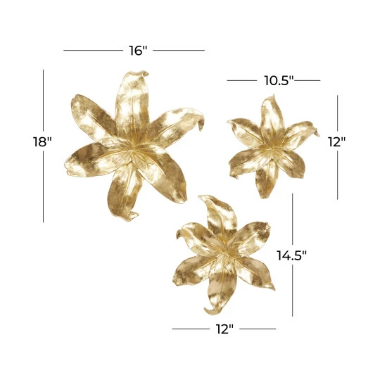 Cheap 👍 Studio 350 Polystone Contemporary Wall Decor (Set Of 3) Gold 🎉 - Image 5