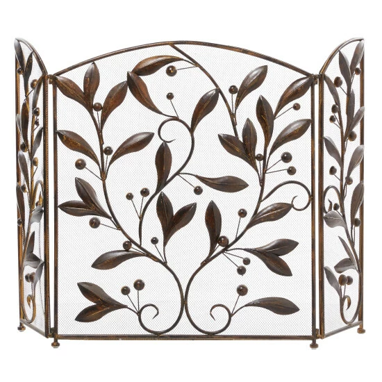 Deals ๐ Studio 350 Brown Iron Eclectic Wood Fireplace Screen Floral 30 X 45 - 30 X 45 ๐งจ - Image 2