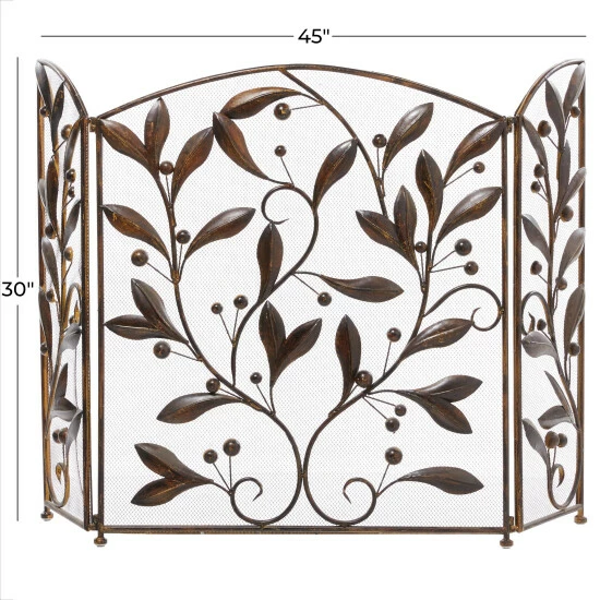 Deals ๐ Studio 350 Brown Iron Eclectic Wood Fireplace Screen Floral 30 X 45 - 30 X 45 ๐งจ - Image 3