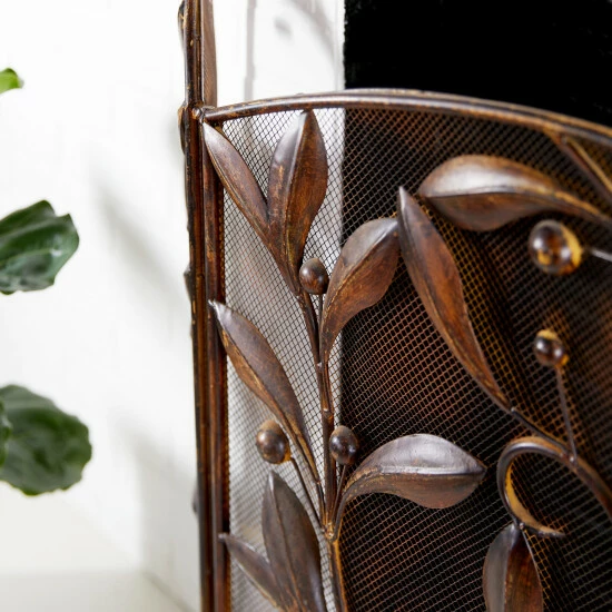 Deals ๐ Studio 350 Brown Iron Eclectic Wood Fireplace Screen Floral 30 X 45 - 30 X 45 ๐งจ - Image 5