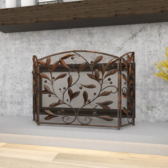 Deals ๐ Studio 350 Brown Iron Eclectic Wood Fireplace Screen Floral 30 X 45 - 30 X 45 ๐งจ - Image 6