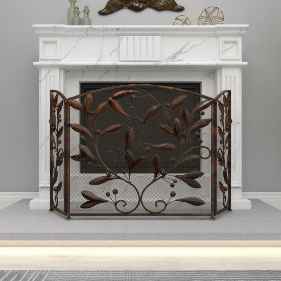 Deals ๐ Studio 350 Brown Iron Eclectic Wood Fireplace Screen Floral 30 X 45 - 30 X 45 ๐งจ - Image 8
