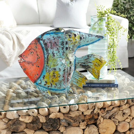 New ๐ Studio 350 Multi Iron Vintage Sculpture Fish 18 X 25 X 4 - 25 X 4 X 18 โ๏ธ