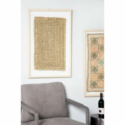 Outlet 😍 Studio 350 Large Rectangular Shadow Box W/ Natural Beige Rope Abstract Wall Art 22 X 34 - 22 X 2 X 34 🥰