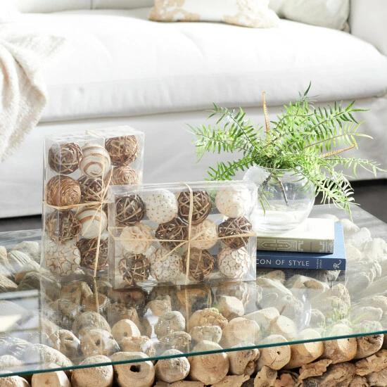 Best Pirce 🎉 Studio 350 Brown Dried Plant Material Coastal Orbs & Vase Filler (Set Of 2) - 7 X 3 X 10 Round 😀