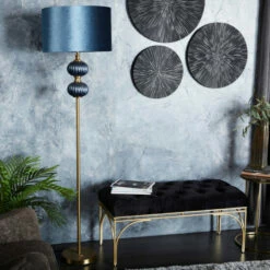 Deals 😉 Studio 350 Blue Velvet Transitional Floor Lamp - 18 X 18 X 69 Round ✨