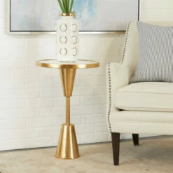 Coupon 👍 Studio 350 Gold Metal Contemporary Accent Table - 16 X 16 X 24 😉
