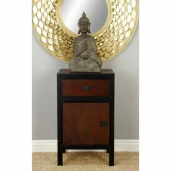 Budget ✔️ Studio 350 Dark Brown/Black Wood Contemporary Storage End Accent Table Cabinet ⭐