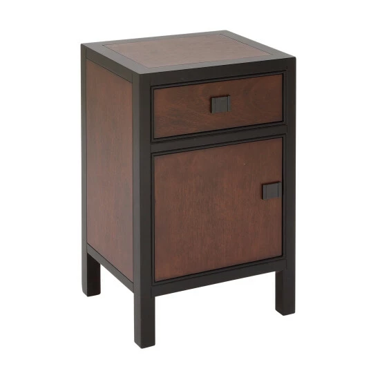 Budget โ๏ธ Studio 350 Dark Brown/Black Wood Contemporary Storage End Accent Table Cabinet โญ - Image 4