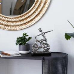 Brand new 💯 Studio 350 Silver Porcelain Contemporary Sculpture Bicycle 12 X 9 X 3 - 9 X 3 X 12 👏