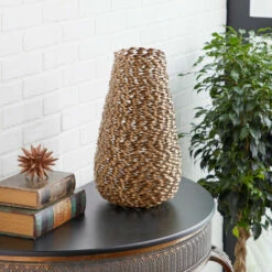 Best deal ✔️ Studio 350 Modern Style Extra Large Round Twisted Gold Metal Vase 9" X 18" ⌛