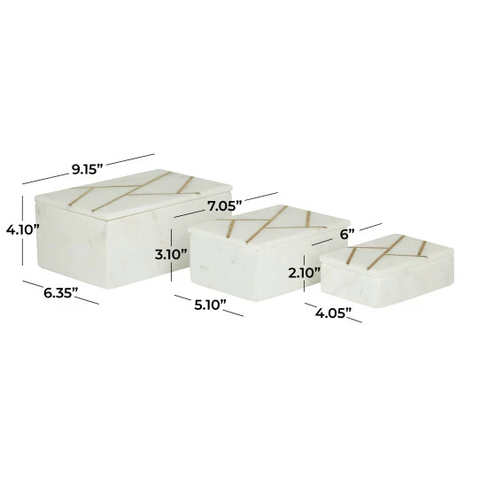 Cheap ✨ Studio 350 Marble Glam Box ( Set Of 3) - S/3 9", 7", 6"W Green ❤️ - Image 5