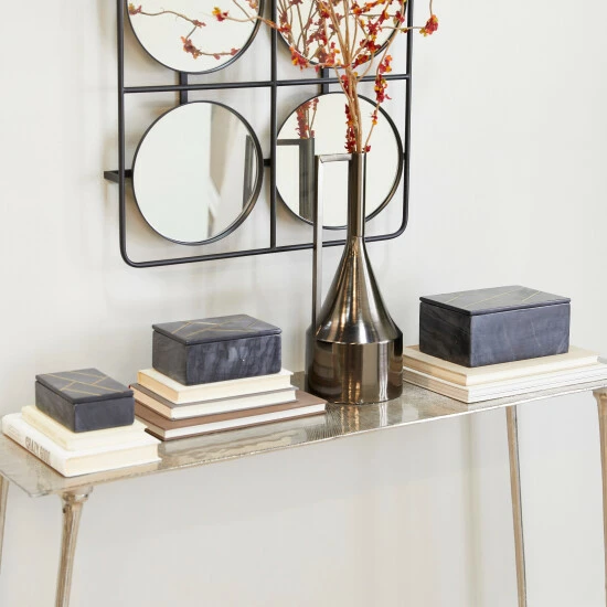 Cheap ✨ Studio 350 Marble Glam Box ( Set Of 3) - S/3 9", 7", 6"W Green ❤️ - Image 7