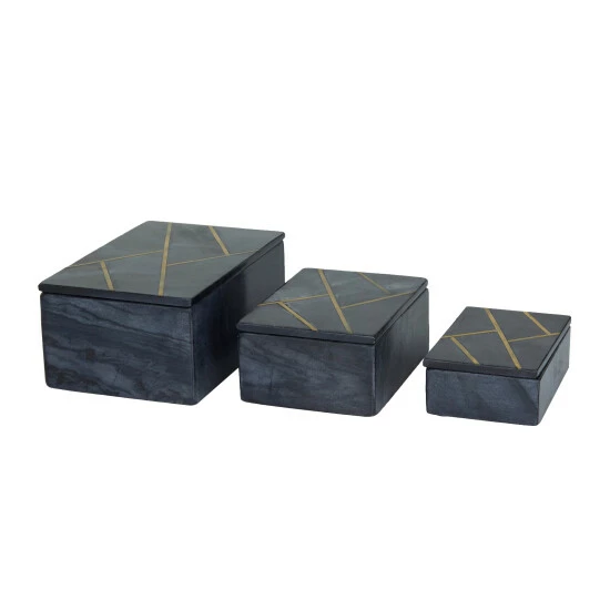 Cheap ✨ Studio 350 Marble Glam Box ( Set Of 3) - S/3 9", 7", 6"W Green ❤️ - Image 8