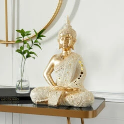 Buy ⭐ Studio 350 Gold Polystone Glam Sculpture Buddha 20 X 14 X 9 - 14 X 9 X 20 😍