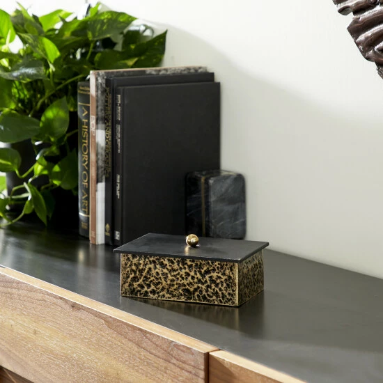 Outlet 😉 Studio 350 Venus Williams Collection Gold Metal Modern Box 4x8x6 - 8 X 6 X 4 🎉