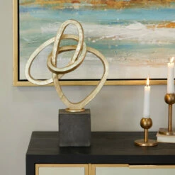 Budget 😉 Studio 350 Gold Polystone Contemporary Abstract Sculpture - 11 X 4 X 17 ❤️