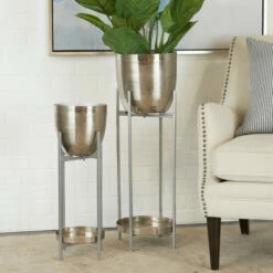 Flash Sale 😍 Studio 350 Metal Modern Planter ( Set Of 2) - S/2 32", 24"H Black 🥰
