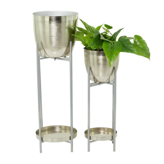 Flash Sale 😍 Studio 350 Metal Modern Planter ( Set Of 2) - S/2 32", 24"H Black 🥰 - Image 2