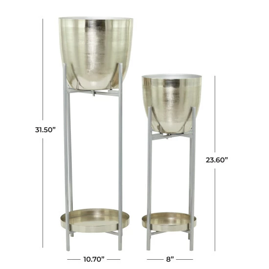 Flash Sale 😍 Studio 350 Metal Modern Planter ( Set Of 2) - S/2 32", 24"H Black 🥰 - Image 6