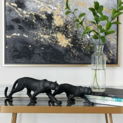 Top 10 ๐งจ Studio 350 Black Polystone Contemporary Sculpture Leopard (Set Of 2) - 18 X 4 X 6 And 14 X 4 X 4 ๐