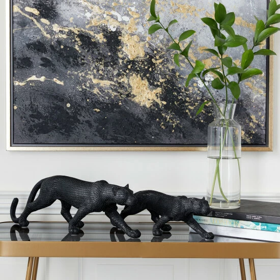 Top 10 ๐งจ Studio 350 Black Polystone Contemporary Sculpture Leopard (Set Of 2) - 18 X 4 X 6 And 14 X 4 X 4 ๐