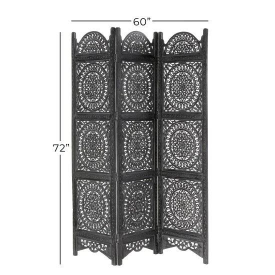 New โญ Studio 350 Large Black Wood Carved Room Divider 60" X 72" - 60 X 1 X 72 ๐ - Image 6