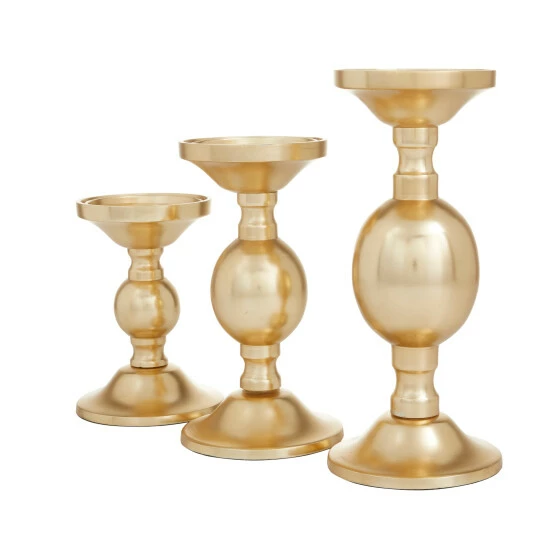Best Sale ⭐ Studio 350 Aluminum Transitional Candle Holders Set Of 3 - S/3 10", 8", 6"H Gold 🤩 - Image 3