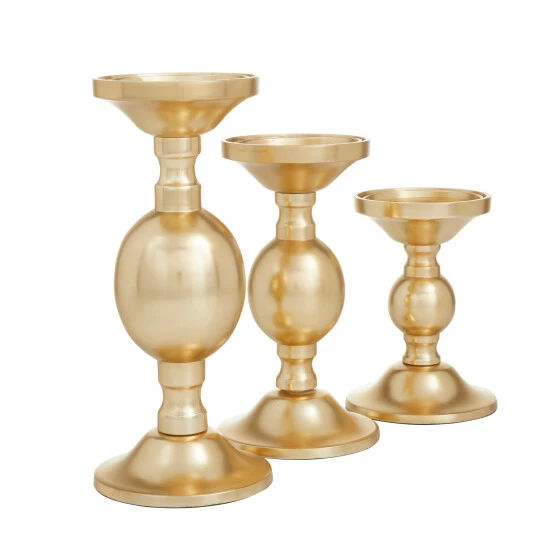 Best Sale ⭐ Studio 350 Aluminum Transitional Candle Holders Set Of 3 - S/3 10", 8", 6"H Gold 🤩 - Image 4
