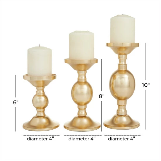 Best Sale ⭐ Studio 350 Aluminum Transitional Candle Holders Set Of 3 - S/3 10", 8", 6"H Gold 🤩 - Image 7