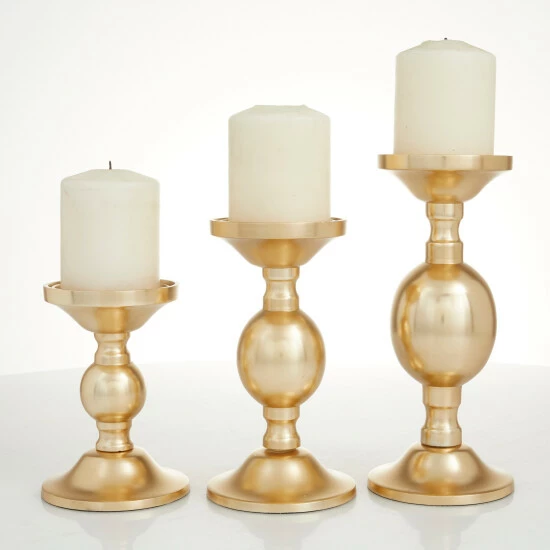 Best Sale ⭐ Studio 350 Aluminum Transitional Candle Holders Set Of 3 - S/3 10", 8", 6"H Gold 🤩 - Image 8