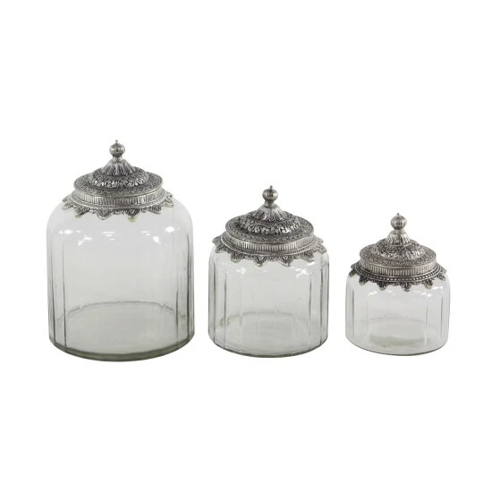 Cheap 😍 Studio 350 Clear Glass Traditional Decorative Jar (Set Of 3) 🌟 - Image 2
