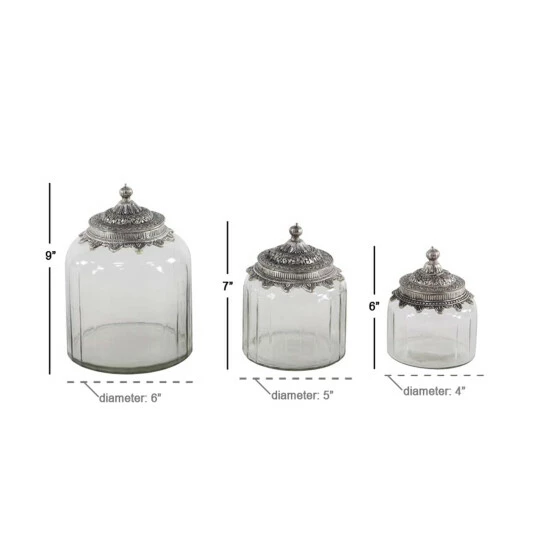Cheap 😍 Studio 350 Clear Glass Traditional Decorative Jar (Set Of 3) 🌟 - Image 3