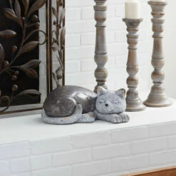 Hot Sale ⭐ Studio 350 Grey Polystone Country Garden Sculpture Cats 7 X 15 X 9 - 15 X 9 X 7 😀