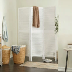 Budget 🥰 Studio 350 White Wood Modern Farmhouse Room Divider Screen 60" X 72" - 60 X 1 X 72 🎁