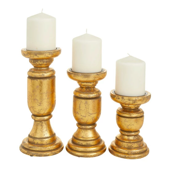 Best reviews of 💯 Studio 350 Wood Traditional Candle Holders 10 X 4 X 4 (Set Of 3) - S/3 10", 8", 6"H Gold 💯 - Image 2
