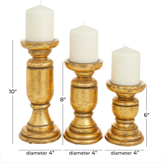 Best reviews of 💯 Studio 350 Wood Traditional Candle Holders 10 X 4 X 4 (Set Of 3) - S/3 10", 8", 6"H Gold 💯 - Image 6